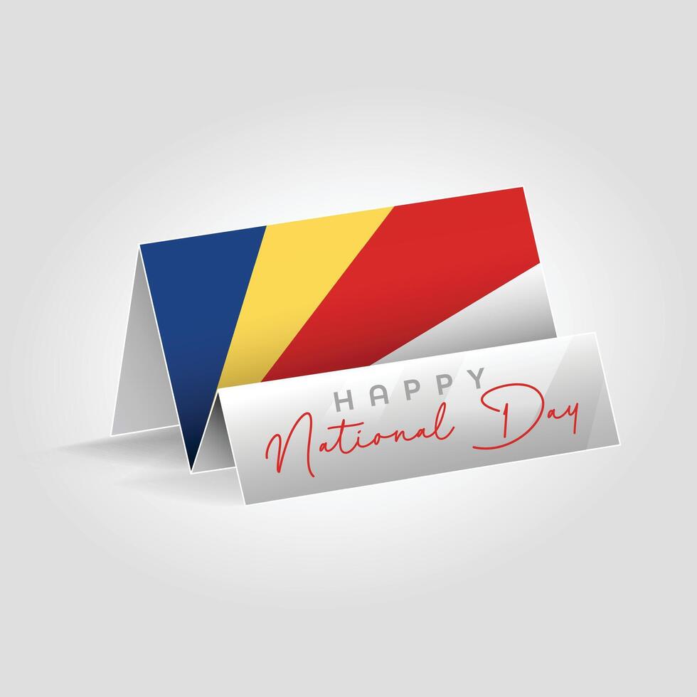 Seychelles country paper flag standing on the ground. Happy national day flag design. vector