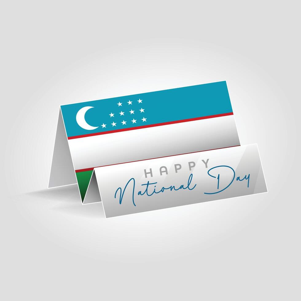 Uzbekistan country paper flag standing on the ground. Happy national day flag design. vector