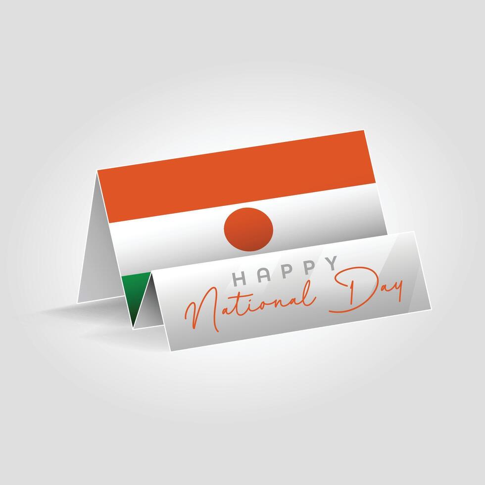 Niger country paper flag standing on the ground. Happy national day flag design. vector