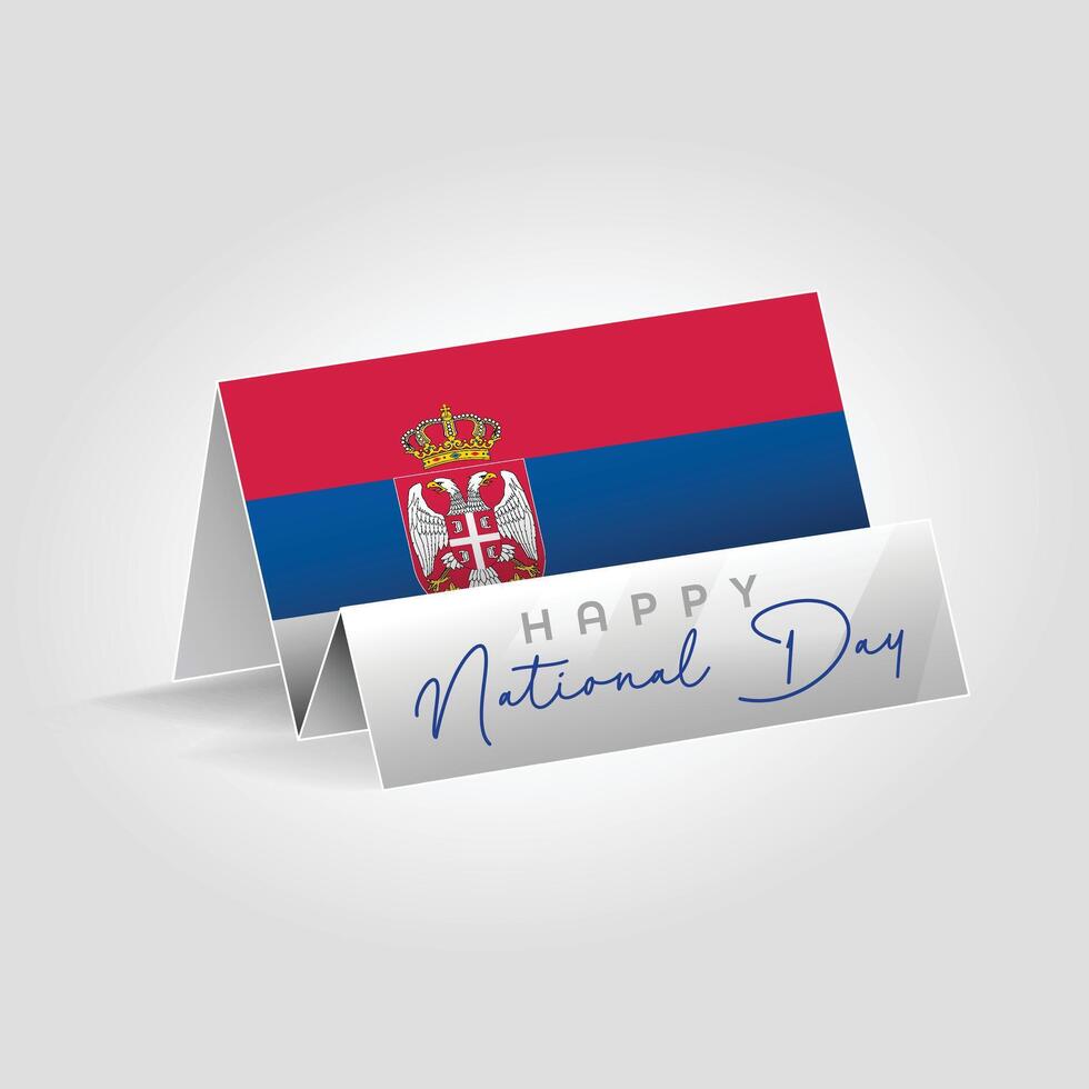 Serbia country paper flag standing on the ground. Happy national day flag design. vector