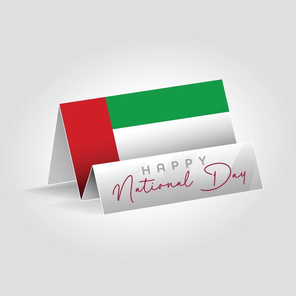 United Arab Emirates country paper flag standing on the ground. Happy national day flag design. vector
