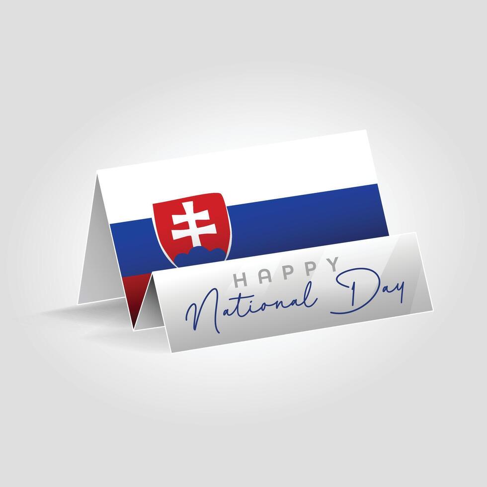 Slovakia country paper flag standing on the ground. Happy national day flag design. vector