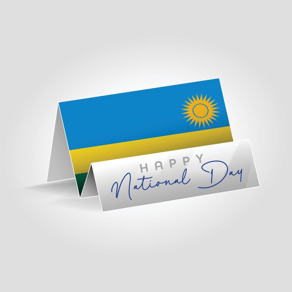 Rwanda country paper flag standing on the ground. Happy national day flag design. vector