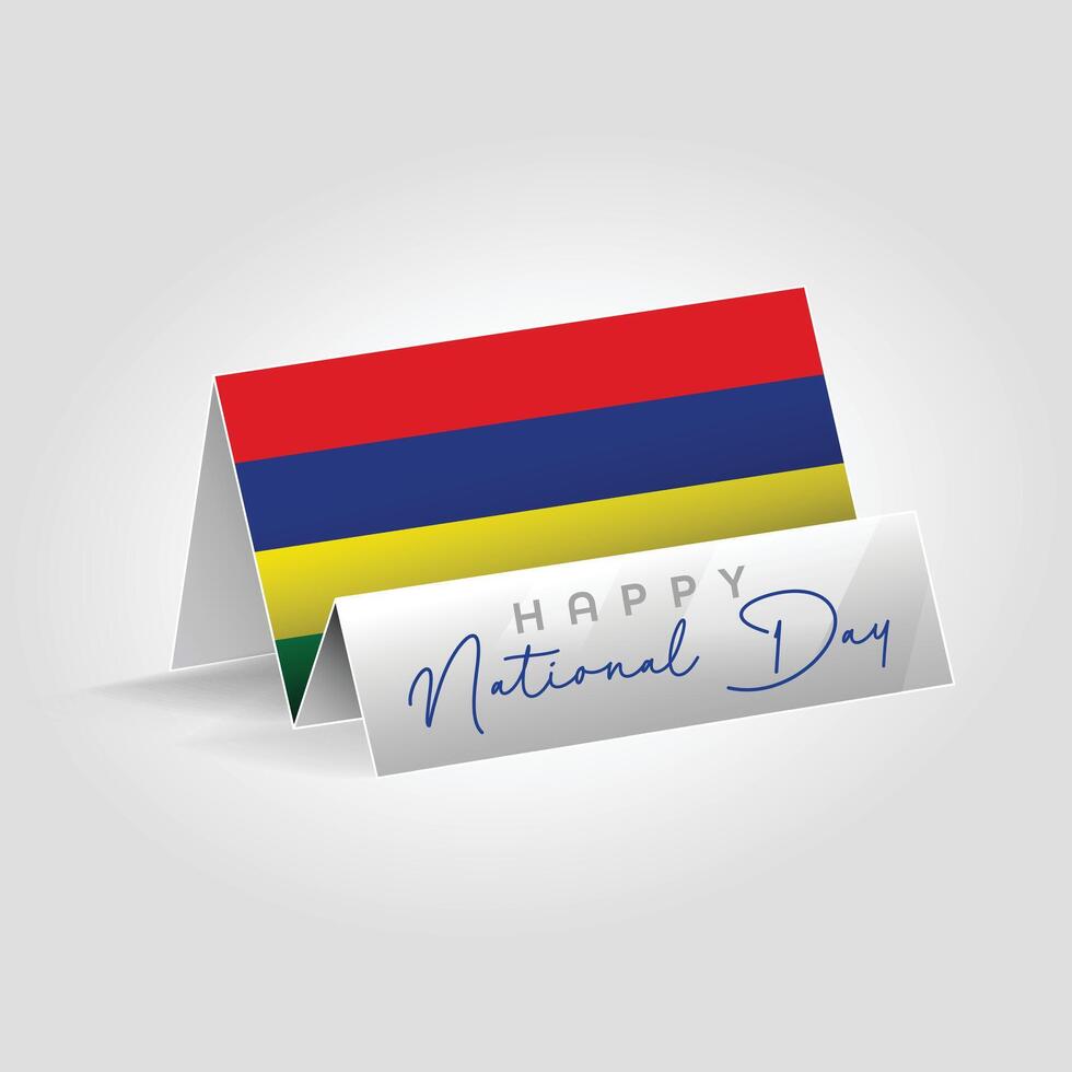 Mauritius country paper flag standing on the ground. Happy national day flag design. vector