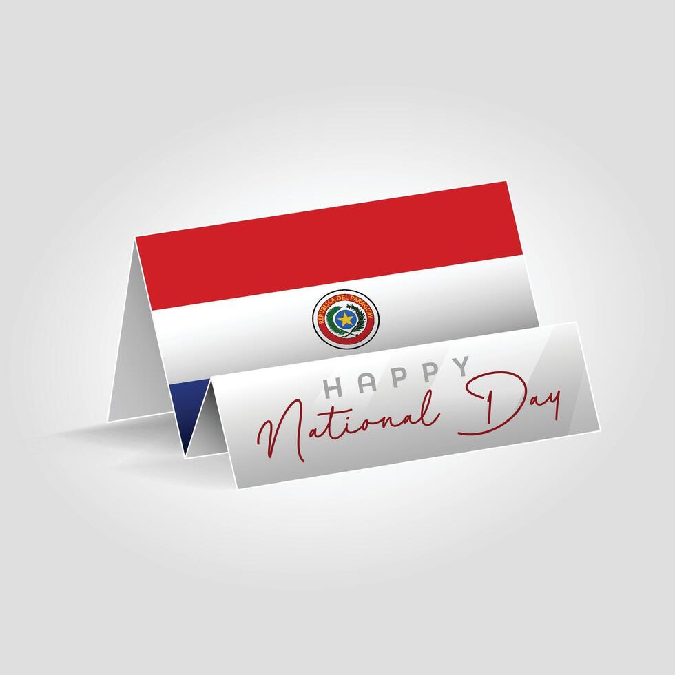 Paraguay country paper flag standing on the ground. Happy national day flag design. vector