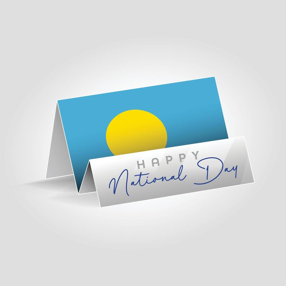 Palau country paper flag standing on the ground. Happy national day flag design. vector
