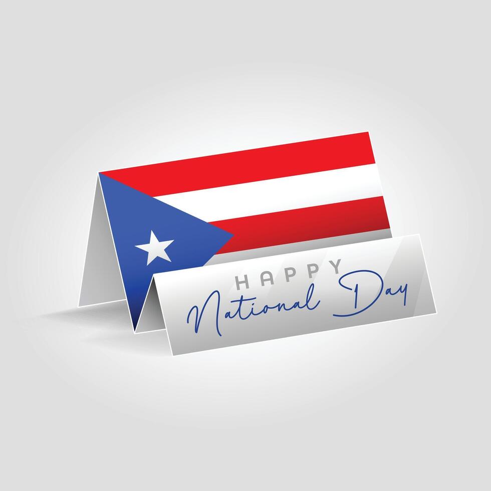 Puerto Rico country paper flag standing on the ground. Happy national day flag design. vector