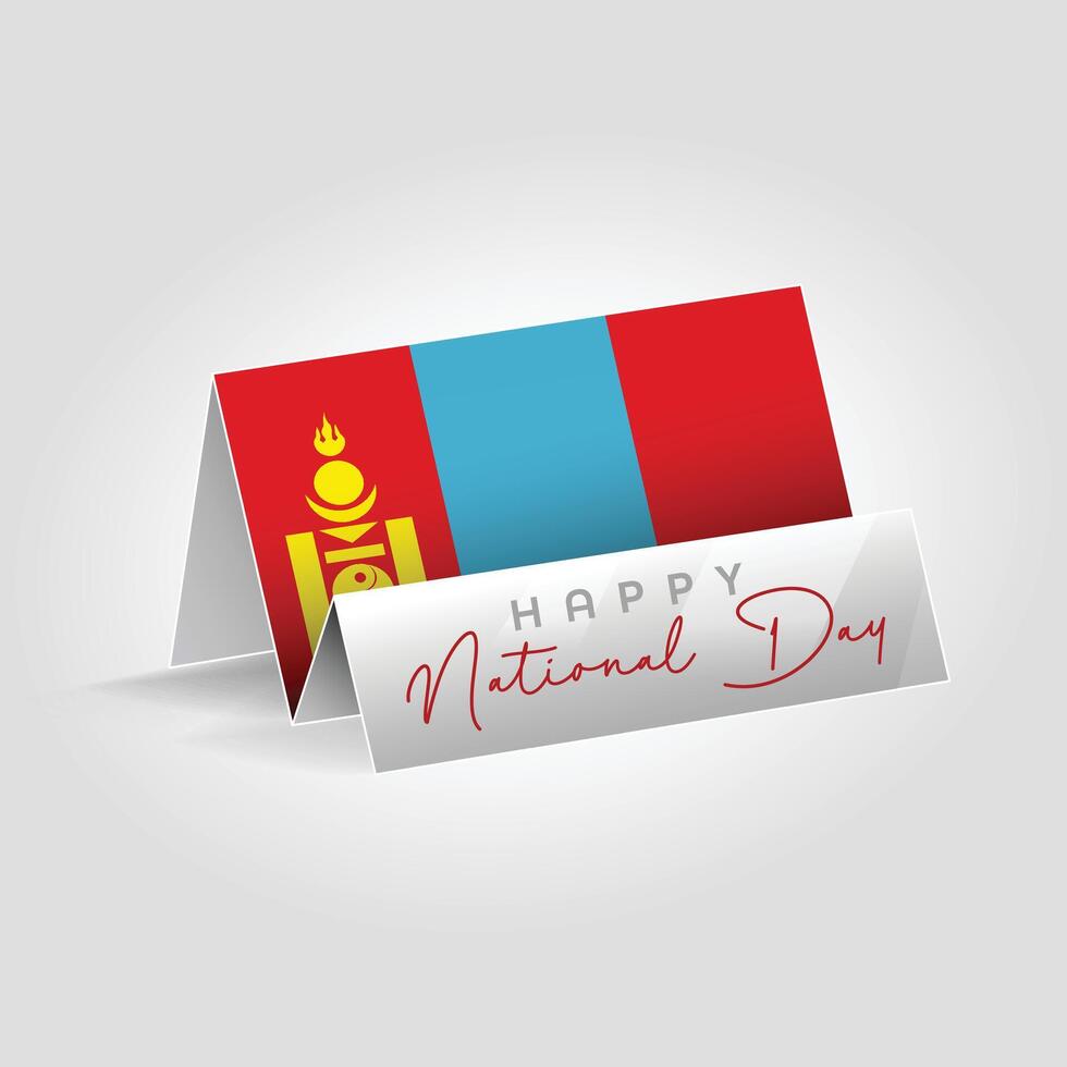 Mongolia country paper flag standing on the ground. Happy national day flag design. vector