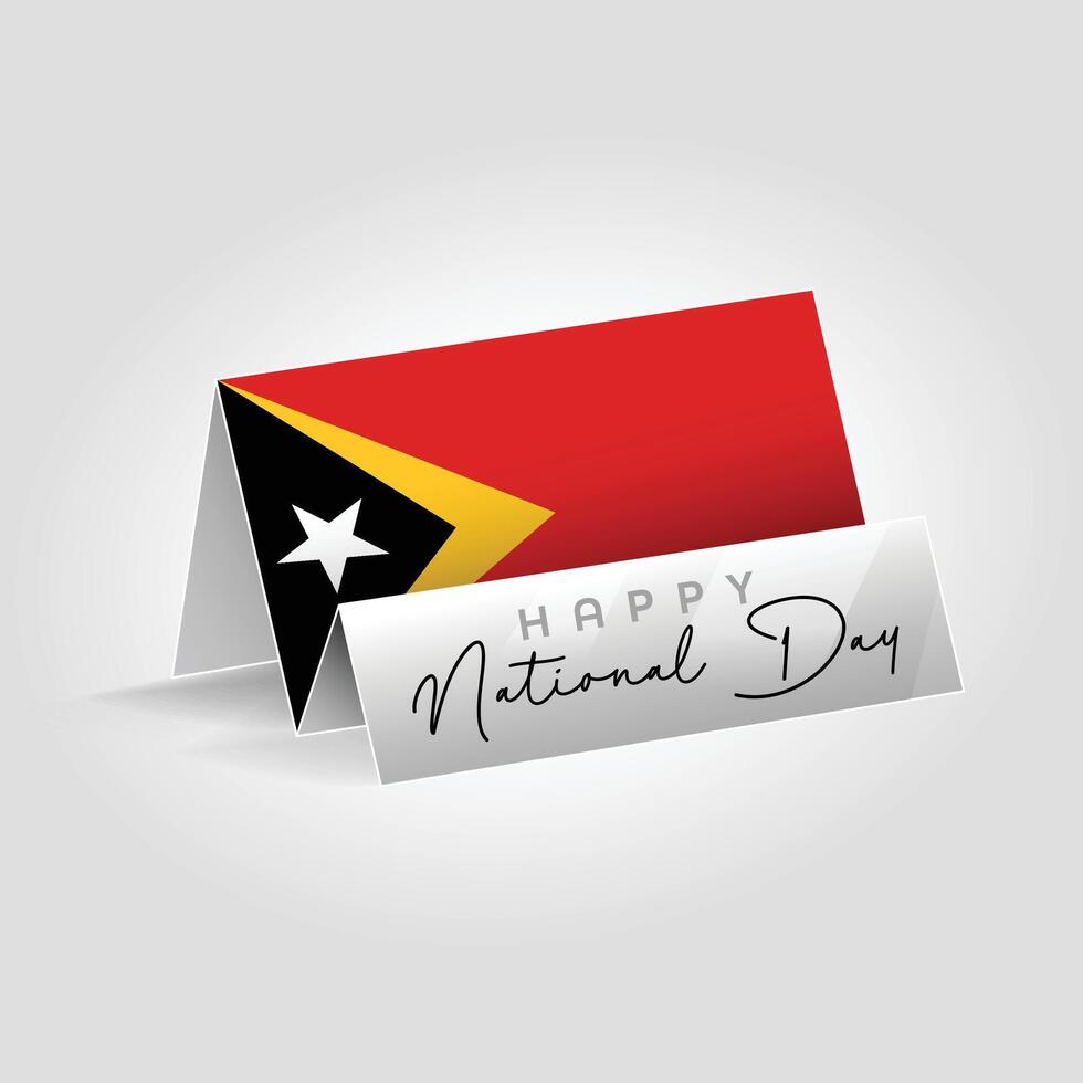 Timor Leste country paper flag standing on the ground. Happy national day flag design. vector