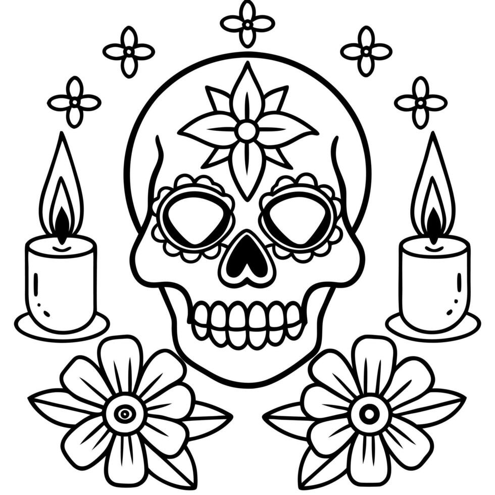 Day of the dead coloring pages vector