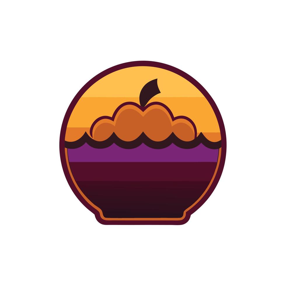 A pumpkin pie in a round shape with a wave pattern vector