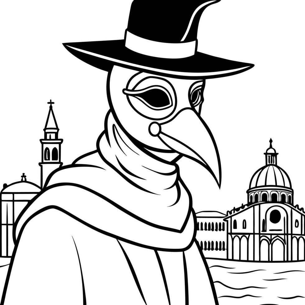 A plague doctor in a hat and cloak vector