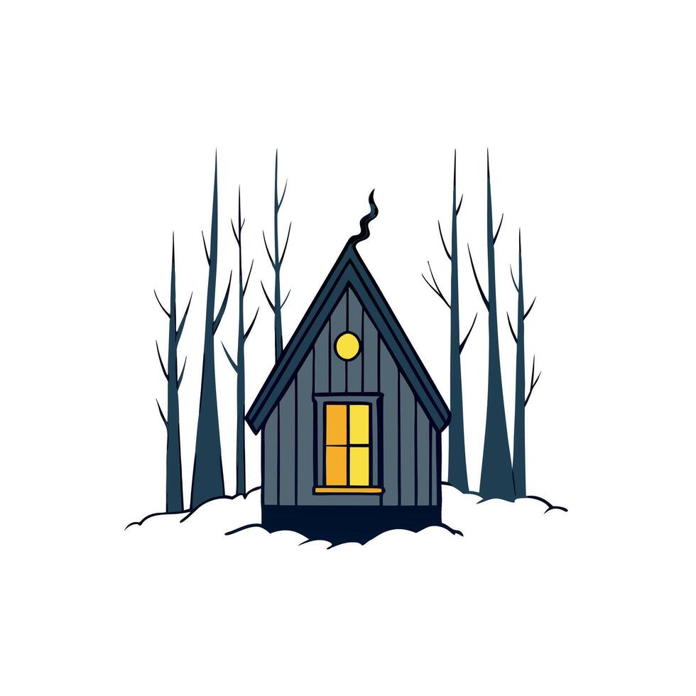 A small cabin in the woods with a window vector