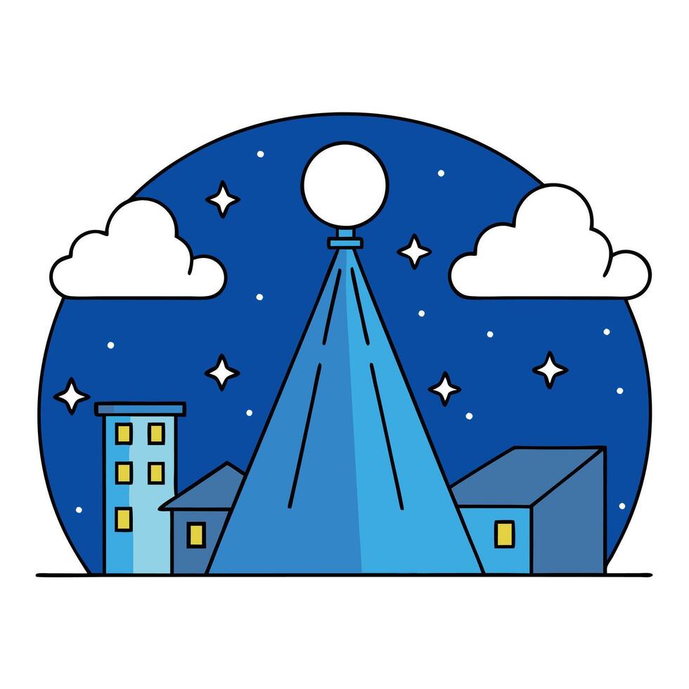 A moon over a city with clouds and stars vector