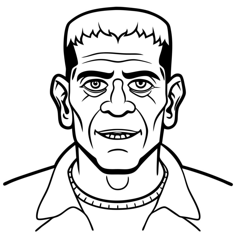 The face of frankenstein coloring pages vector