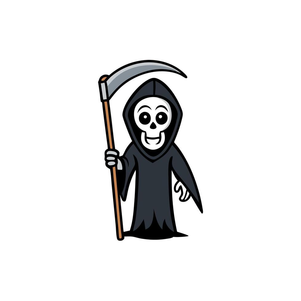 Cartoon grim reaper holding a scythe vector