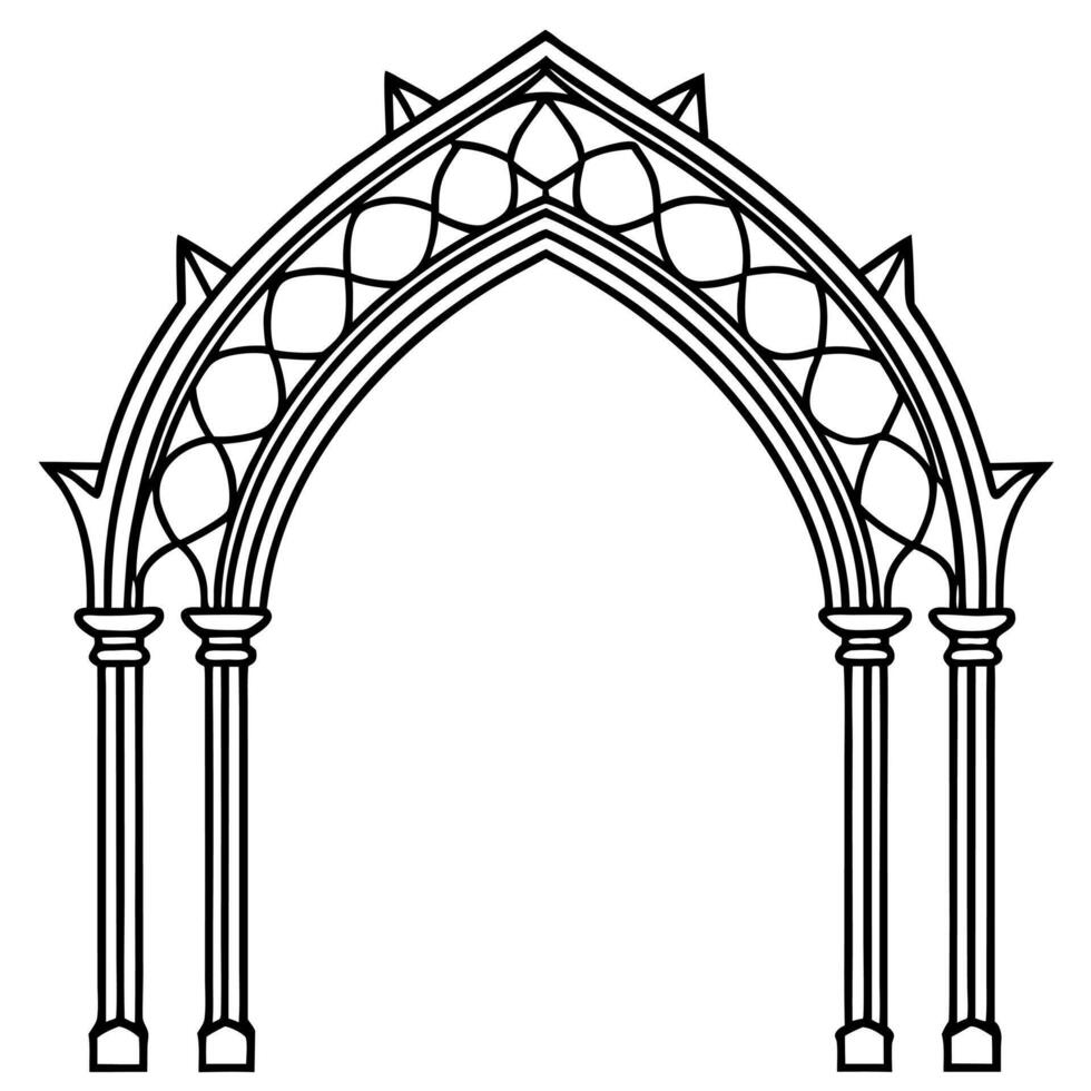 Gothic arch with arches and pillars illustration vector