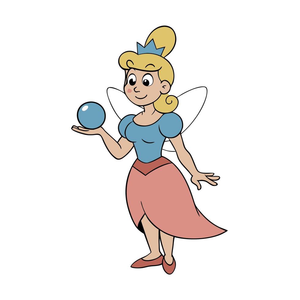 Cartoon fairy holding a ball vector