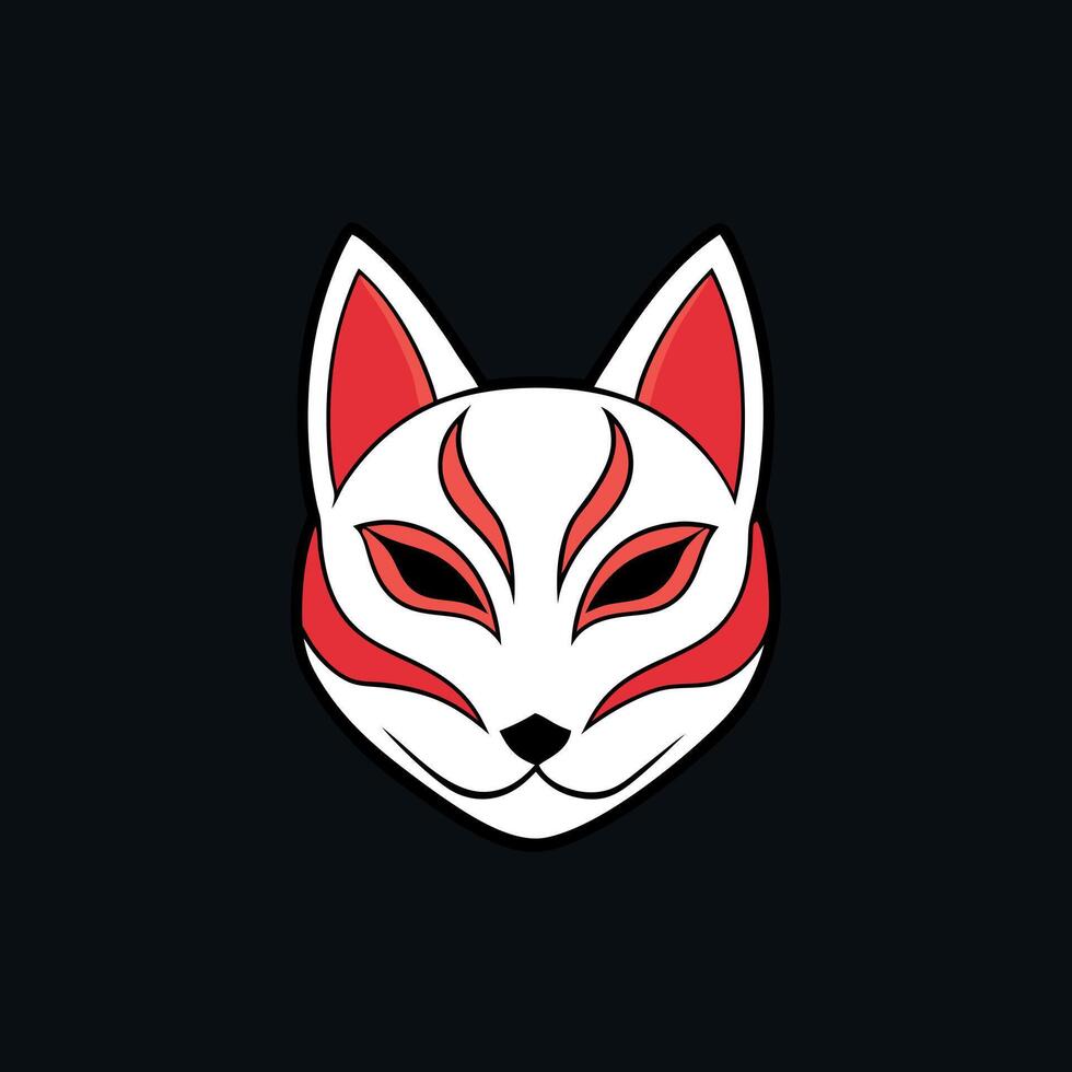 A red and white fox head on a black background vector