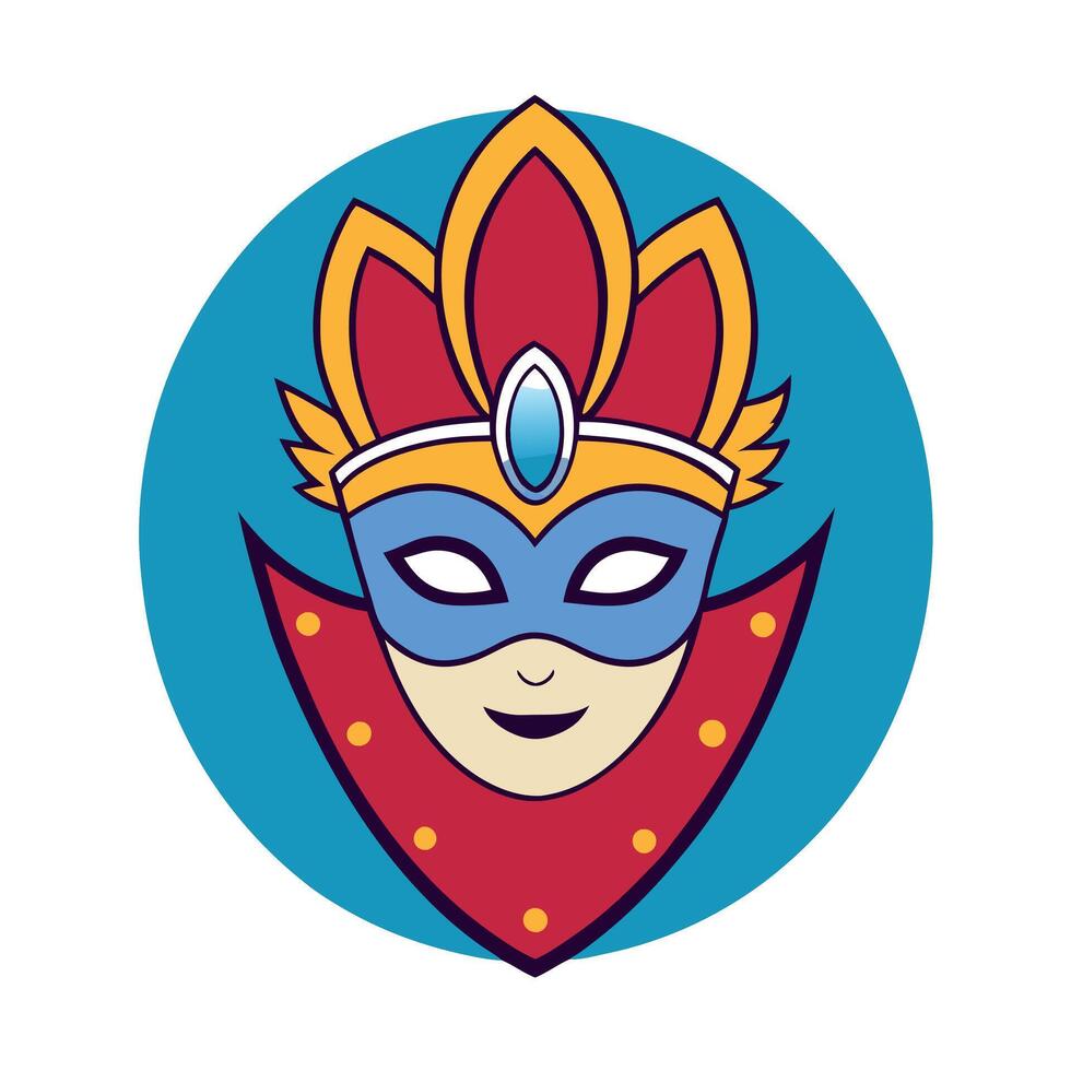 A cartoon mask with a red and blue color scheme vector