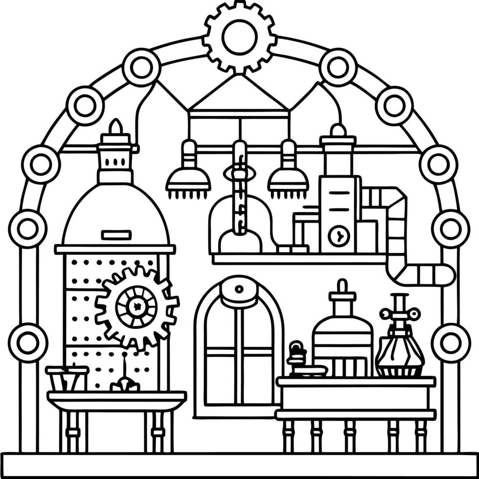 A black and white illustration of a laboratory vector
