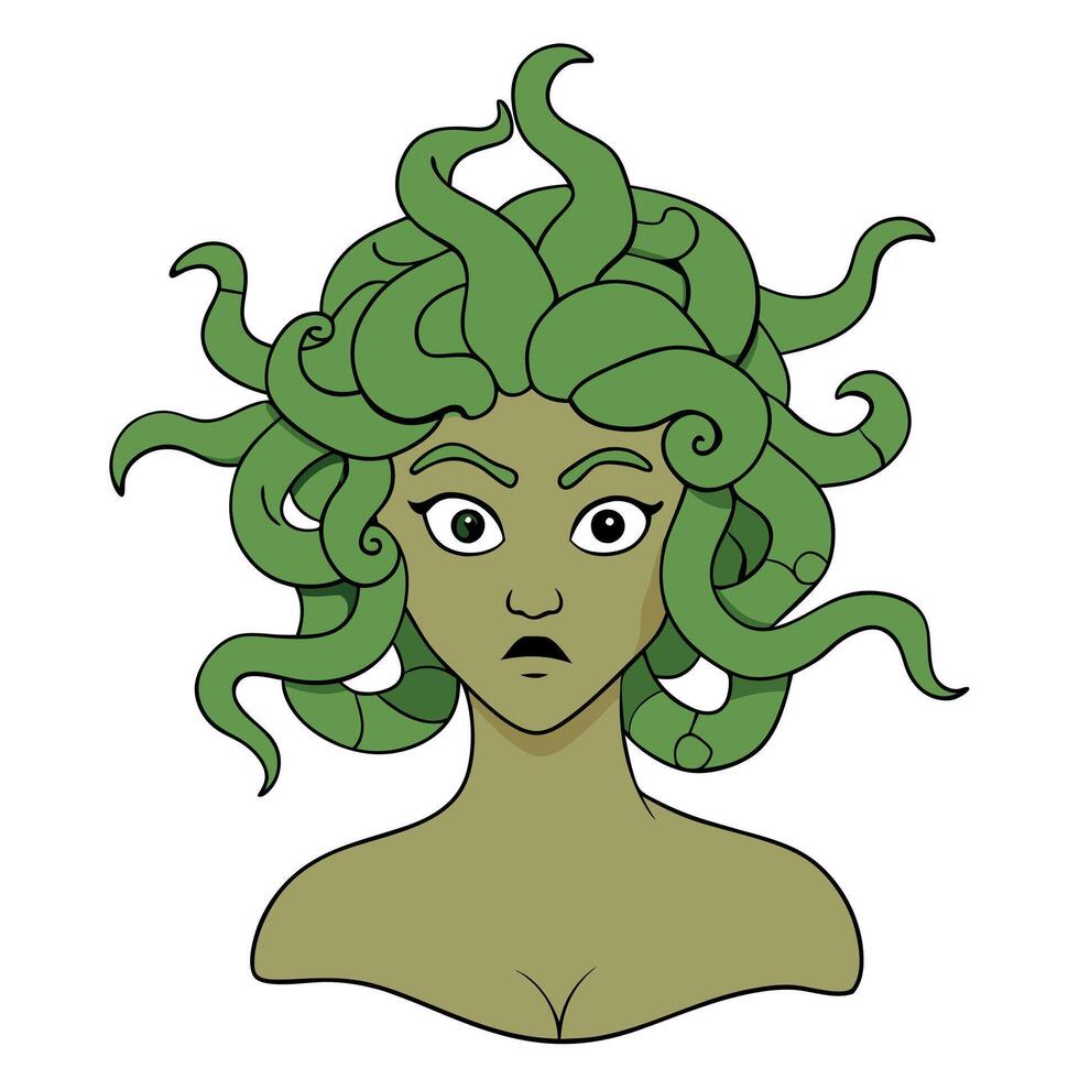 Medusa, a greek mythological monster with green hair vector