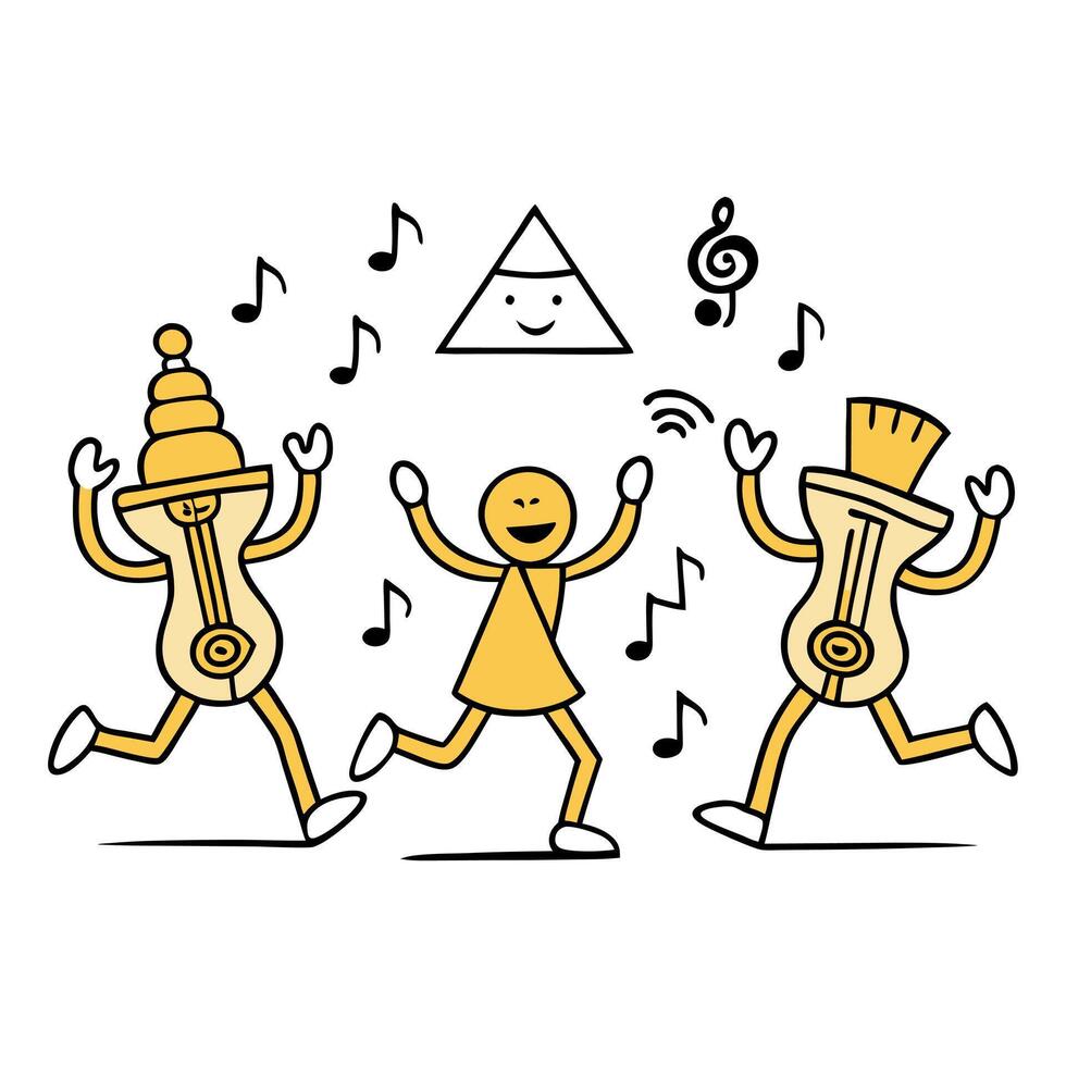 A cartoon character dancing with music notes vector