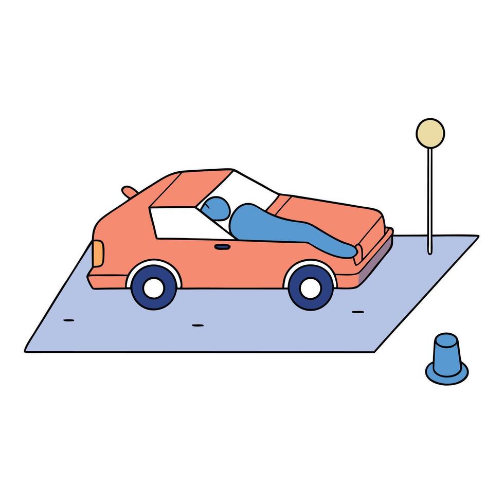 A car is parked on the side of the road vector