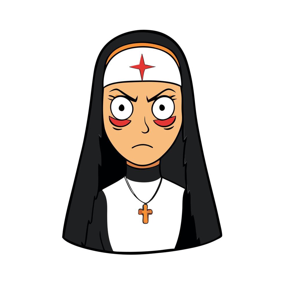A cartoon nun with a cross on her head vector