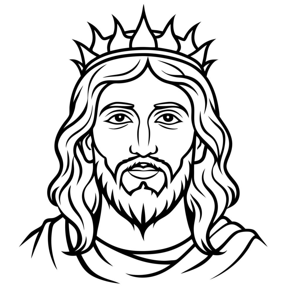 Jesus with crown on his head vector