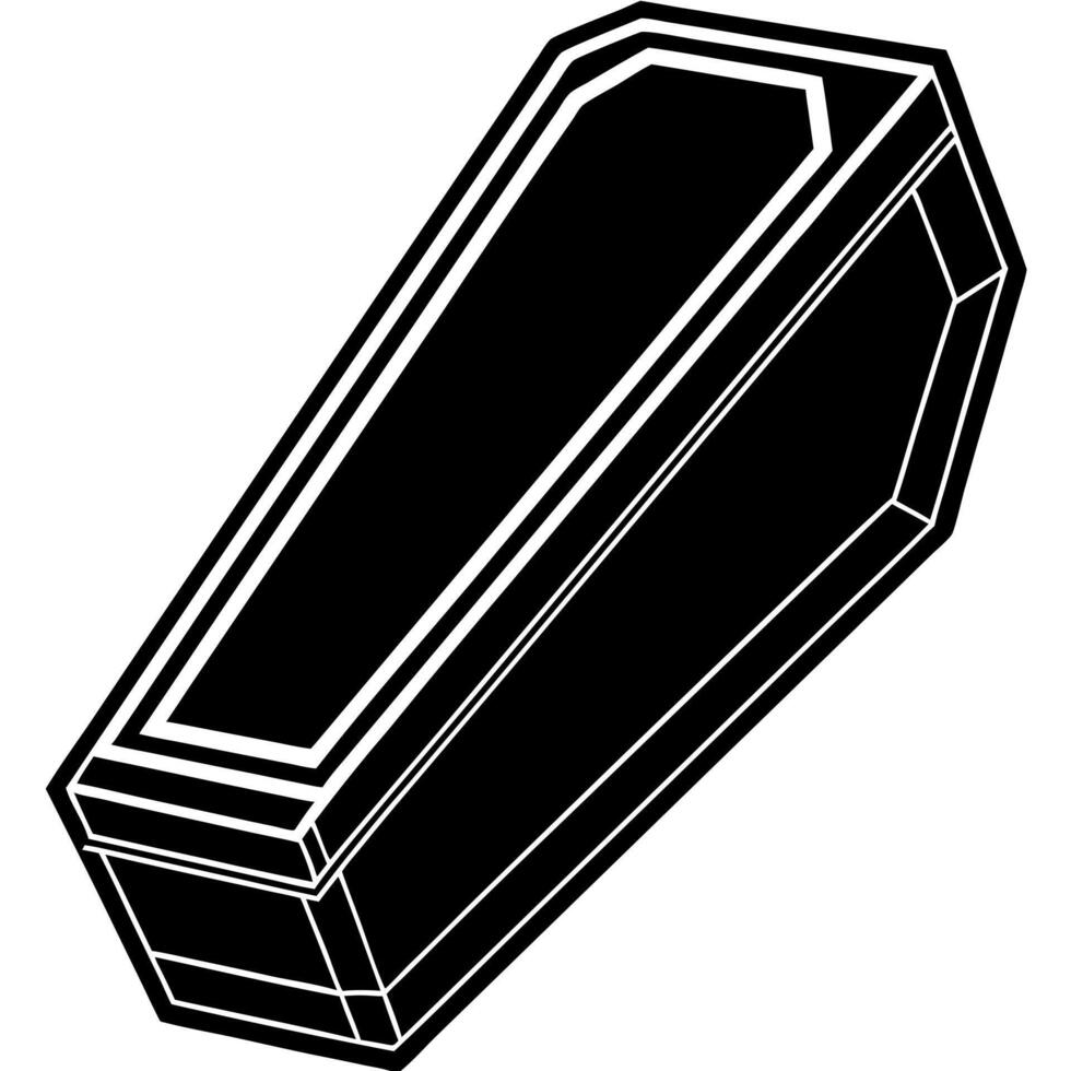 A black and white illustration of a coffin vector