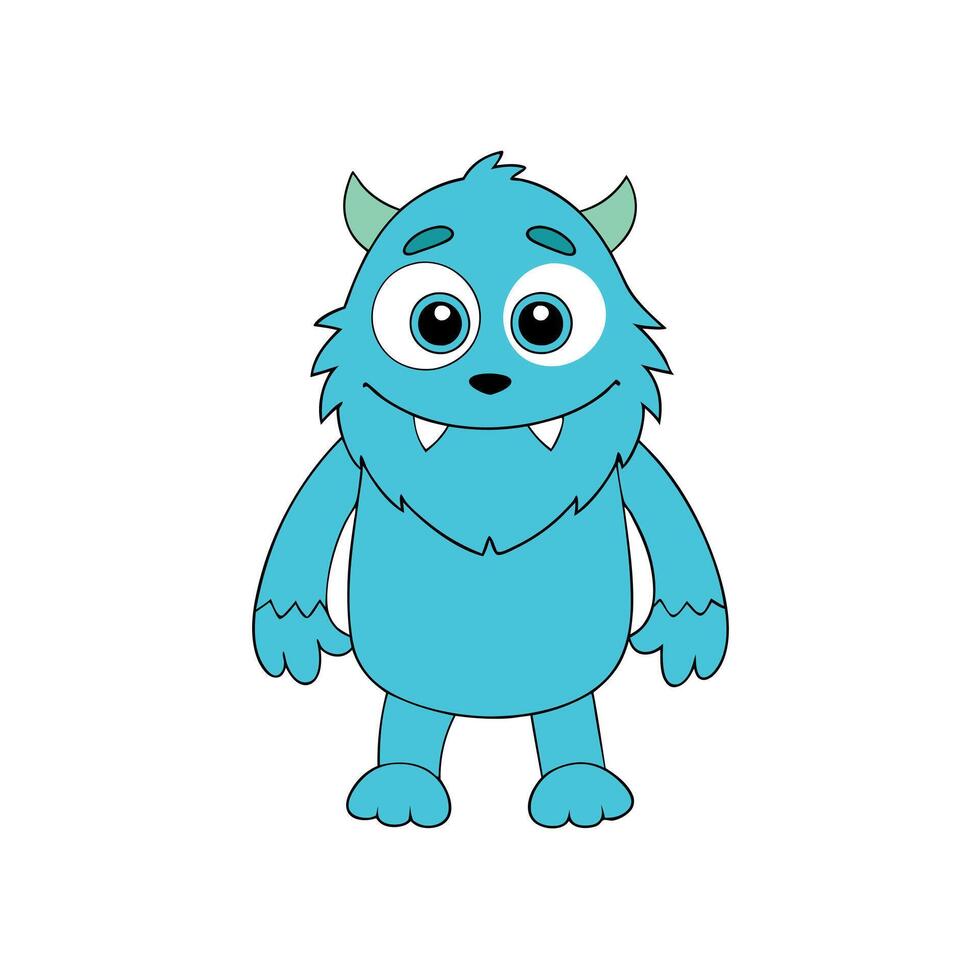A cartoon blue monster with big eyes and big teeth vector