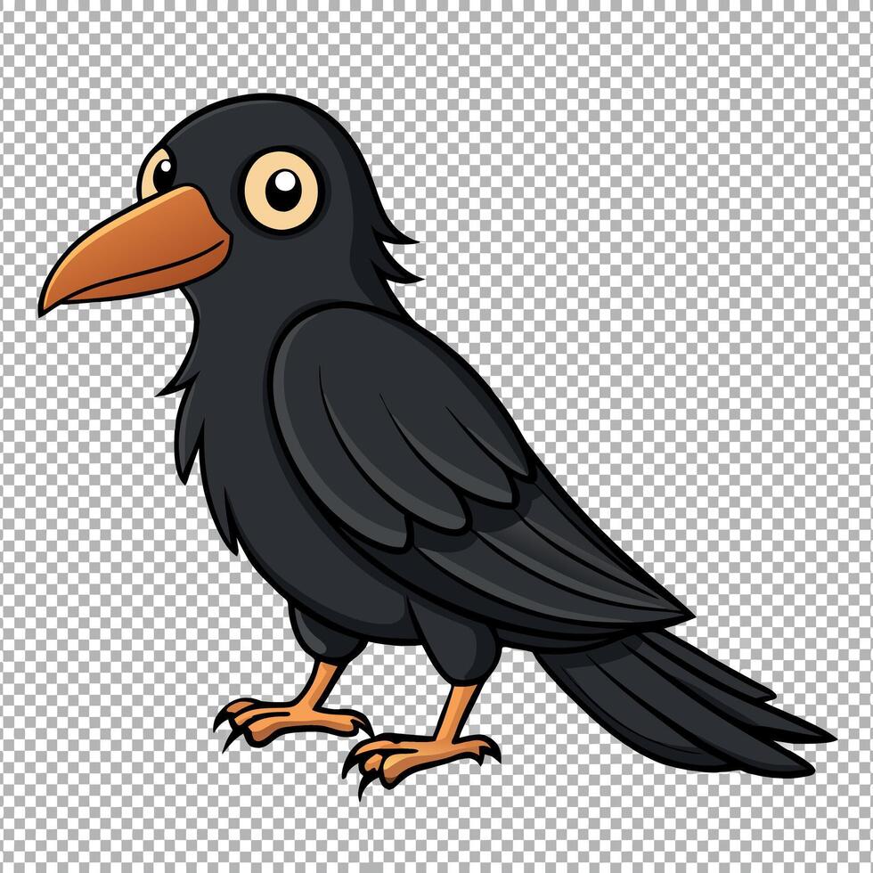 Cartoon raven bird illustration, cartoon bird clipart vector