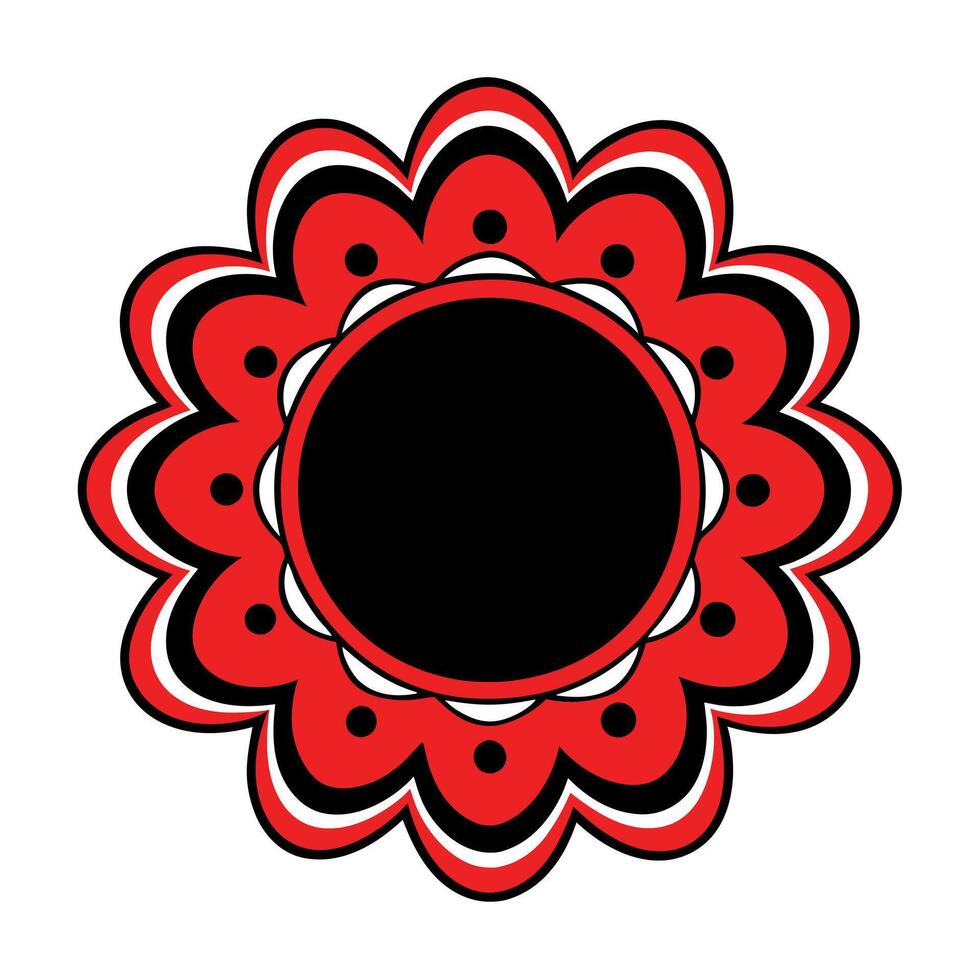 Red and black flower with black border vector