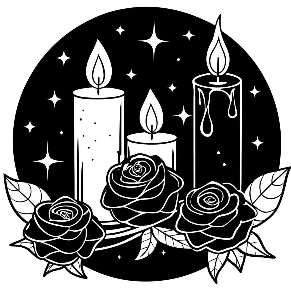 Candles and roses vector