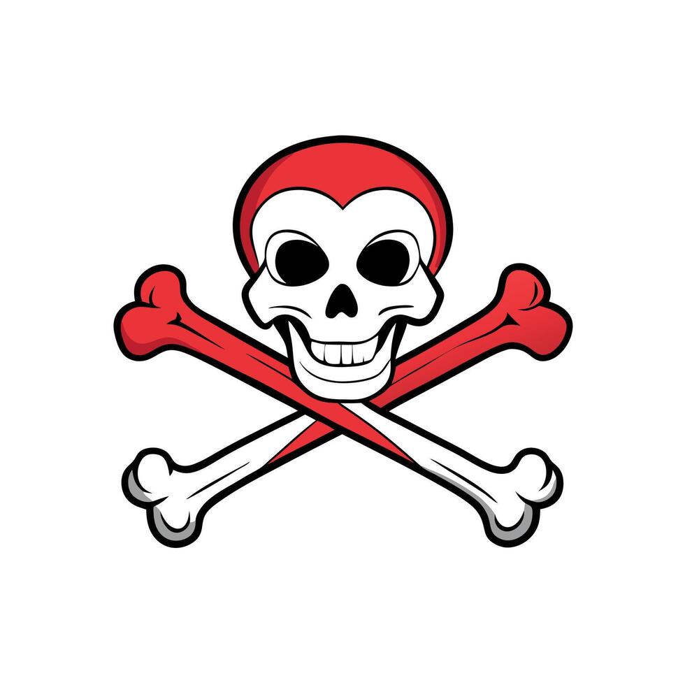 A skull and crossbones with a red heart on it vector
