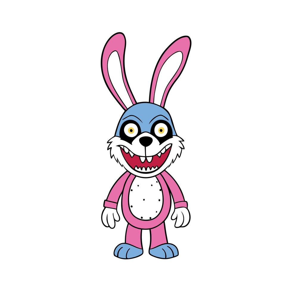 A cartoon rabbit with a pink and blue outfit vector
