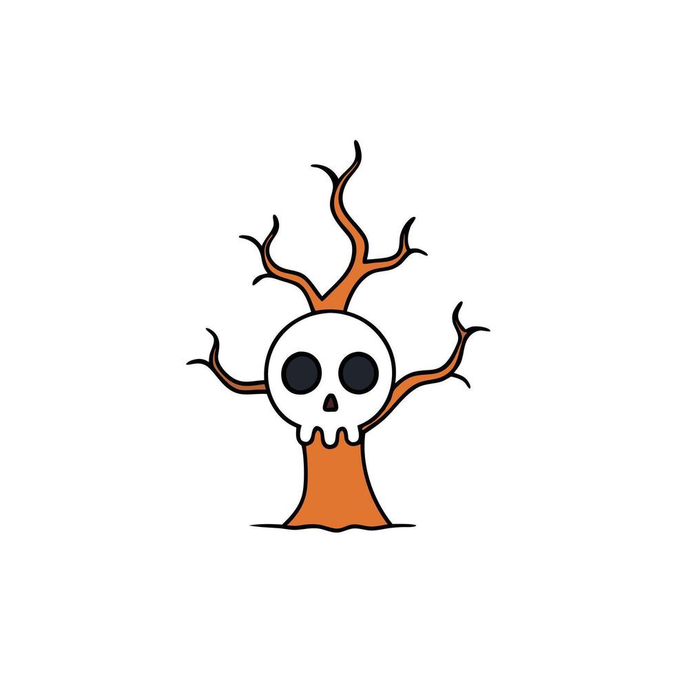 A cartoon skull sitting on a tree with no leaves vector