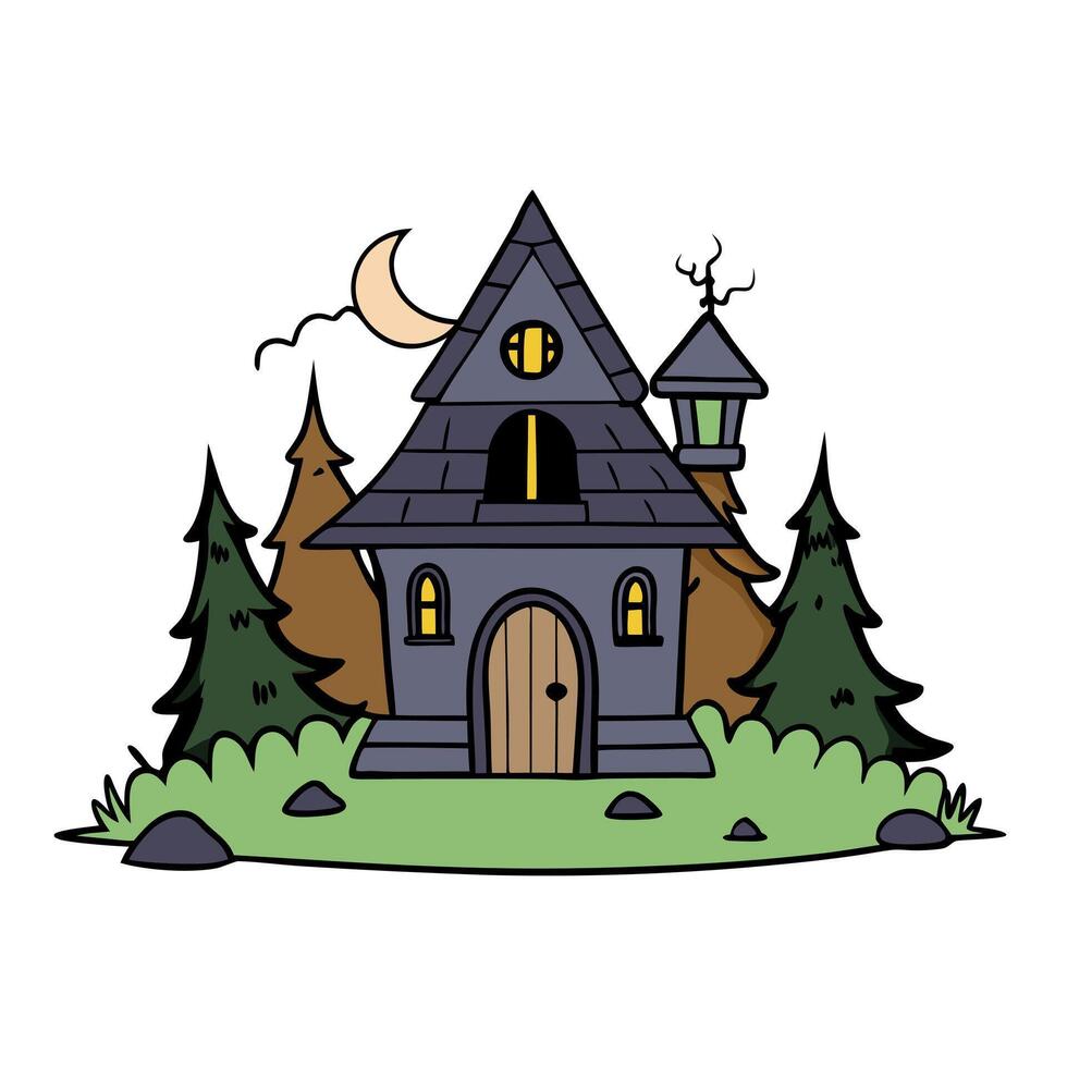 Halloween house illustration vector