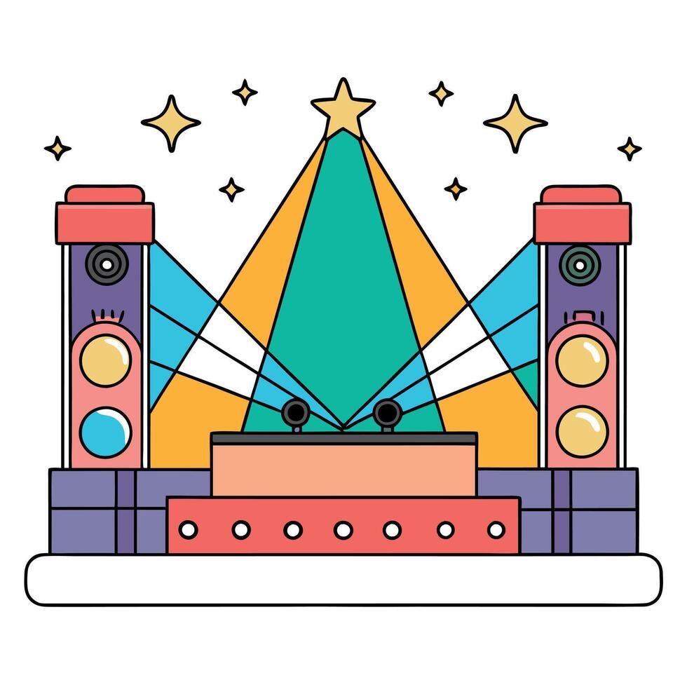 A stage with speakers and a star vector