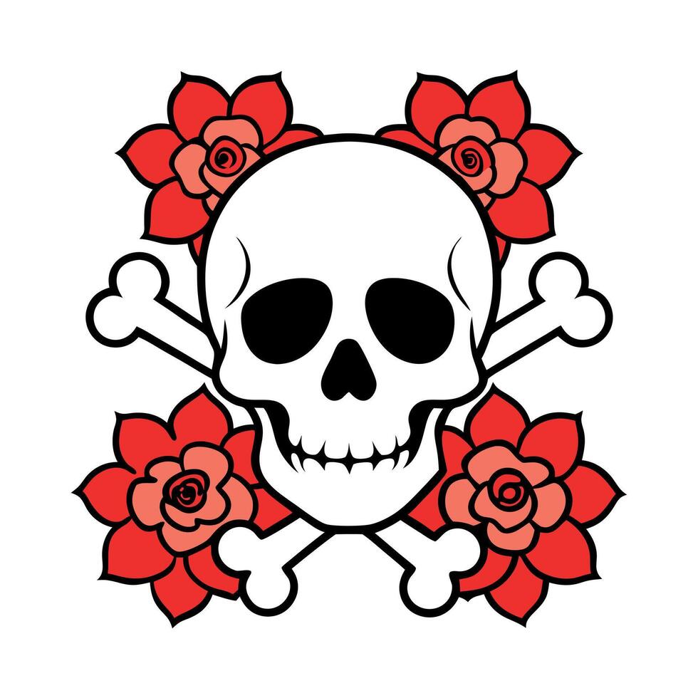 Skull and roses vector
