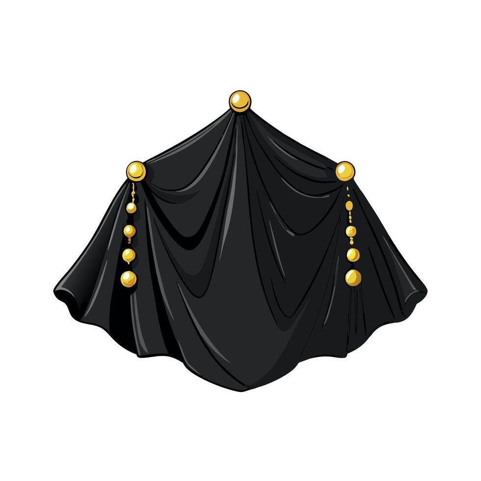 Black curtain with golden bells isolated on white background vector