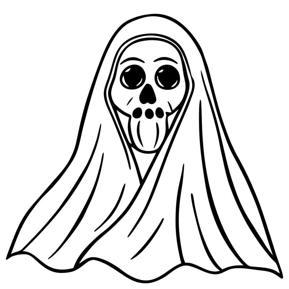 A ghost with a hooded face coloring page vector
