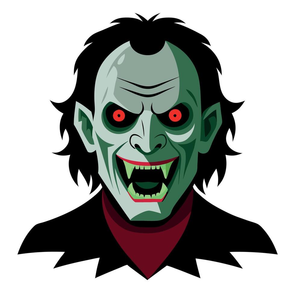 A cartoon vampire face with red eyes vector