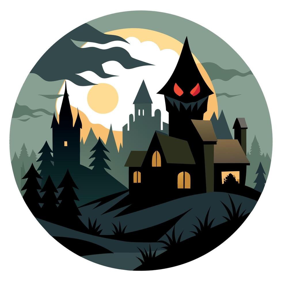 Halloween house illustration vector