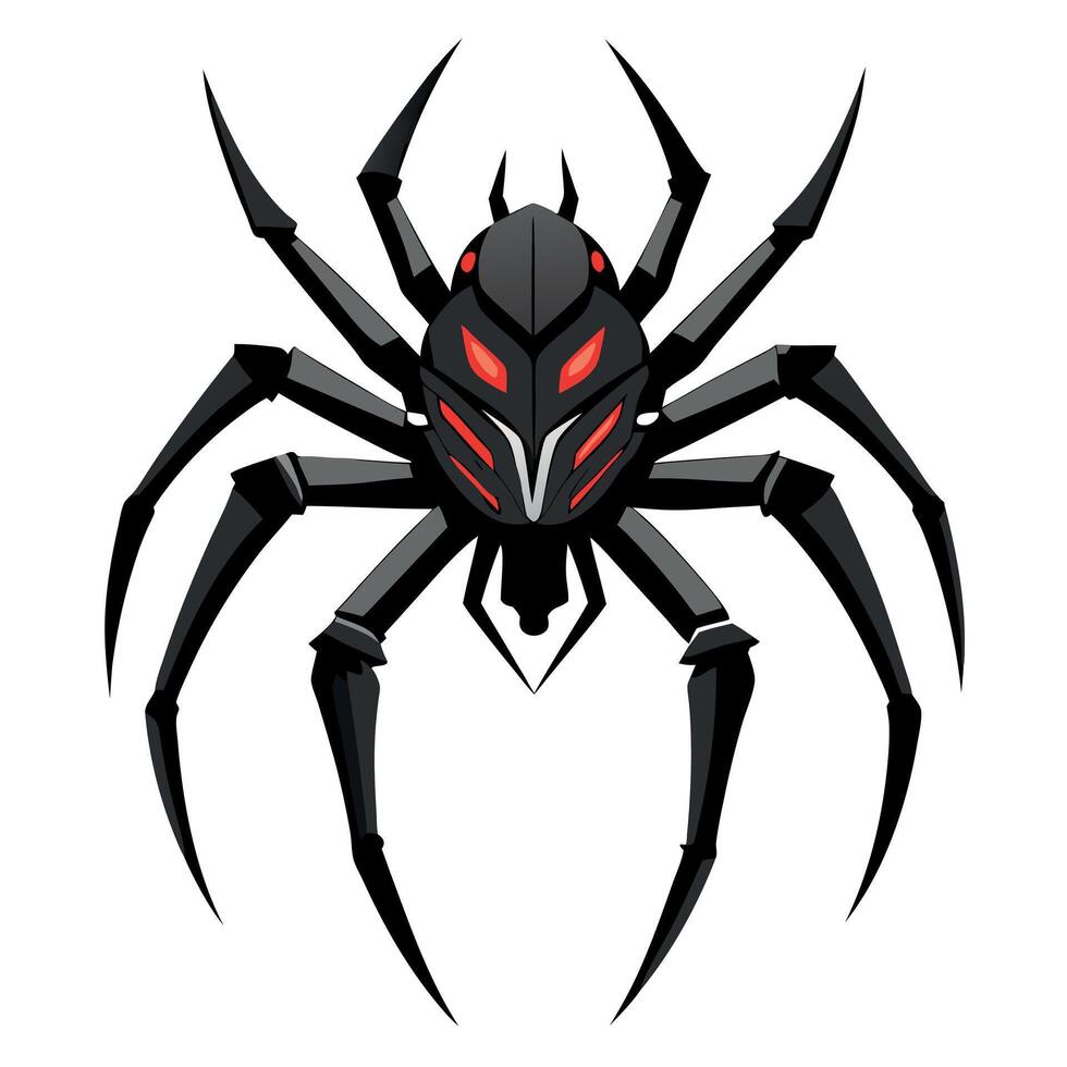 A black spider with red eyes on a white background vector