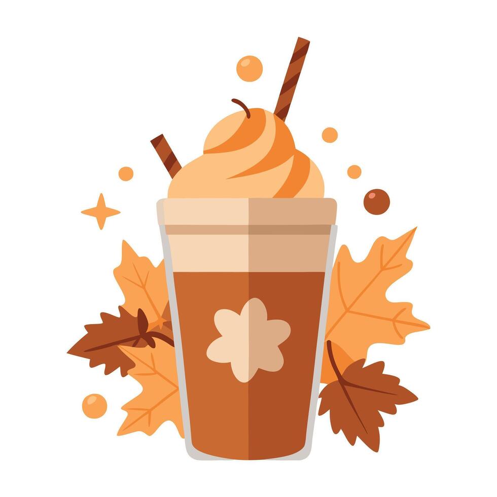 An illustration of a coffee drink with autumn leaves vector