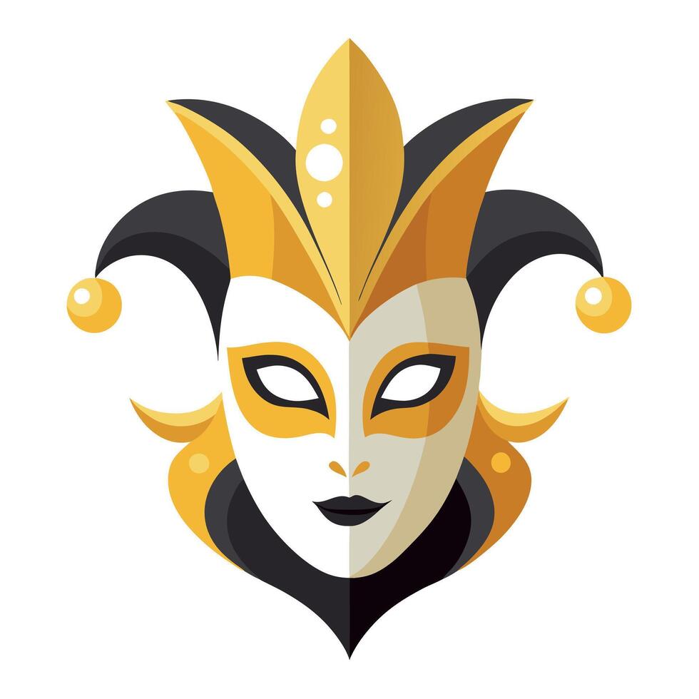 A jester mask with gold and black colors vector