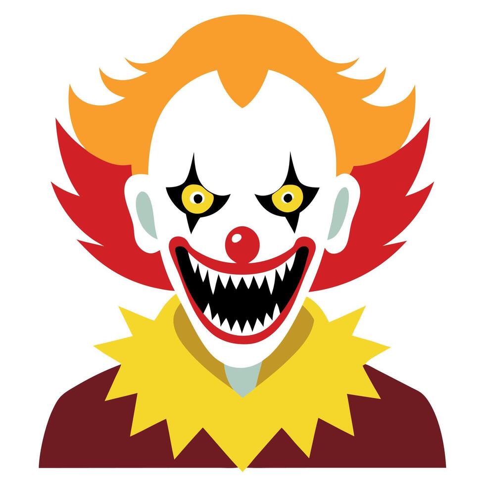 A cartoon clown with red hair and yellow eyes vector