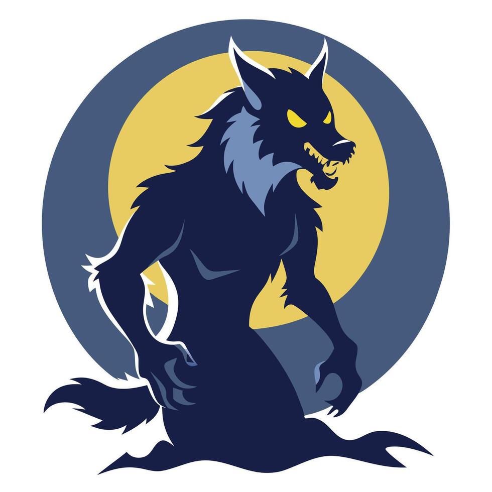 A werewolf with yellow eyes and teeth vector